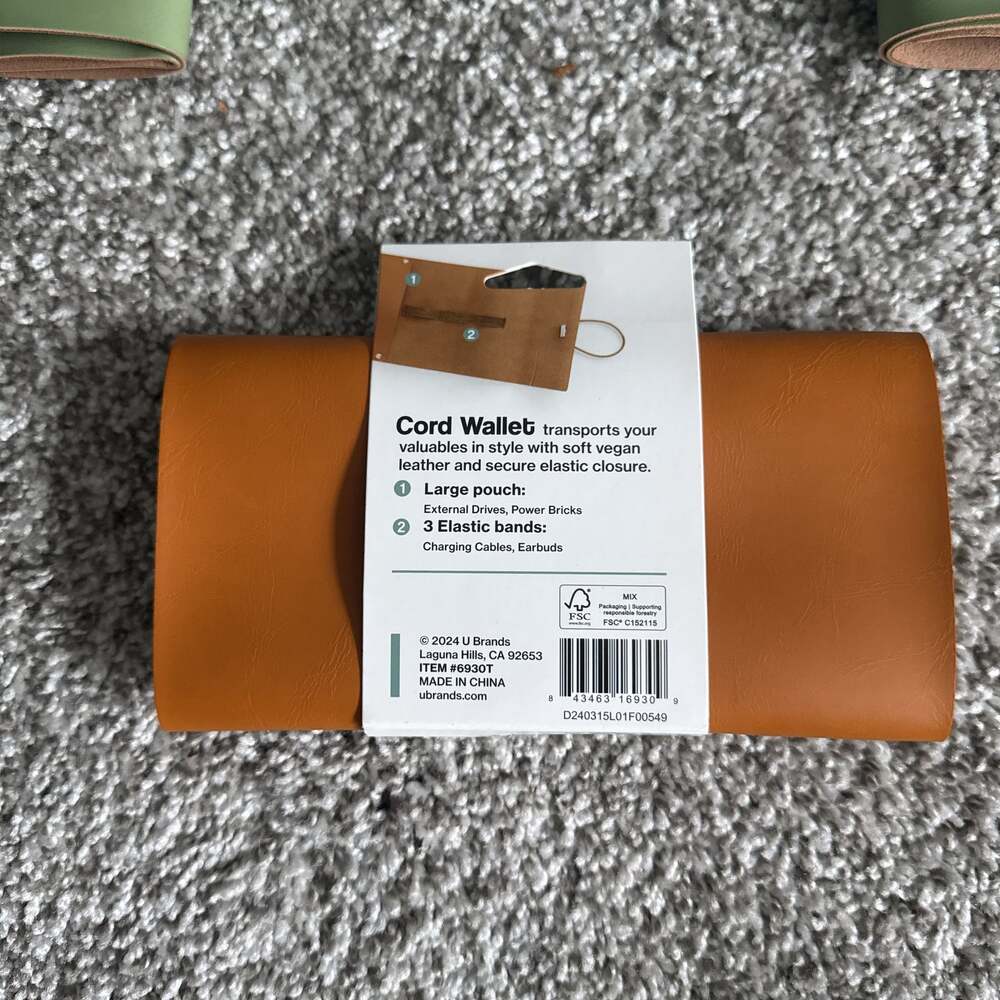 U Brands Cord Wallet, Vegan Leather Organizer Pouch for Cables & Drives